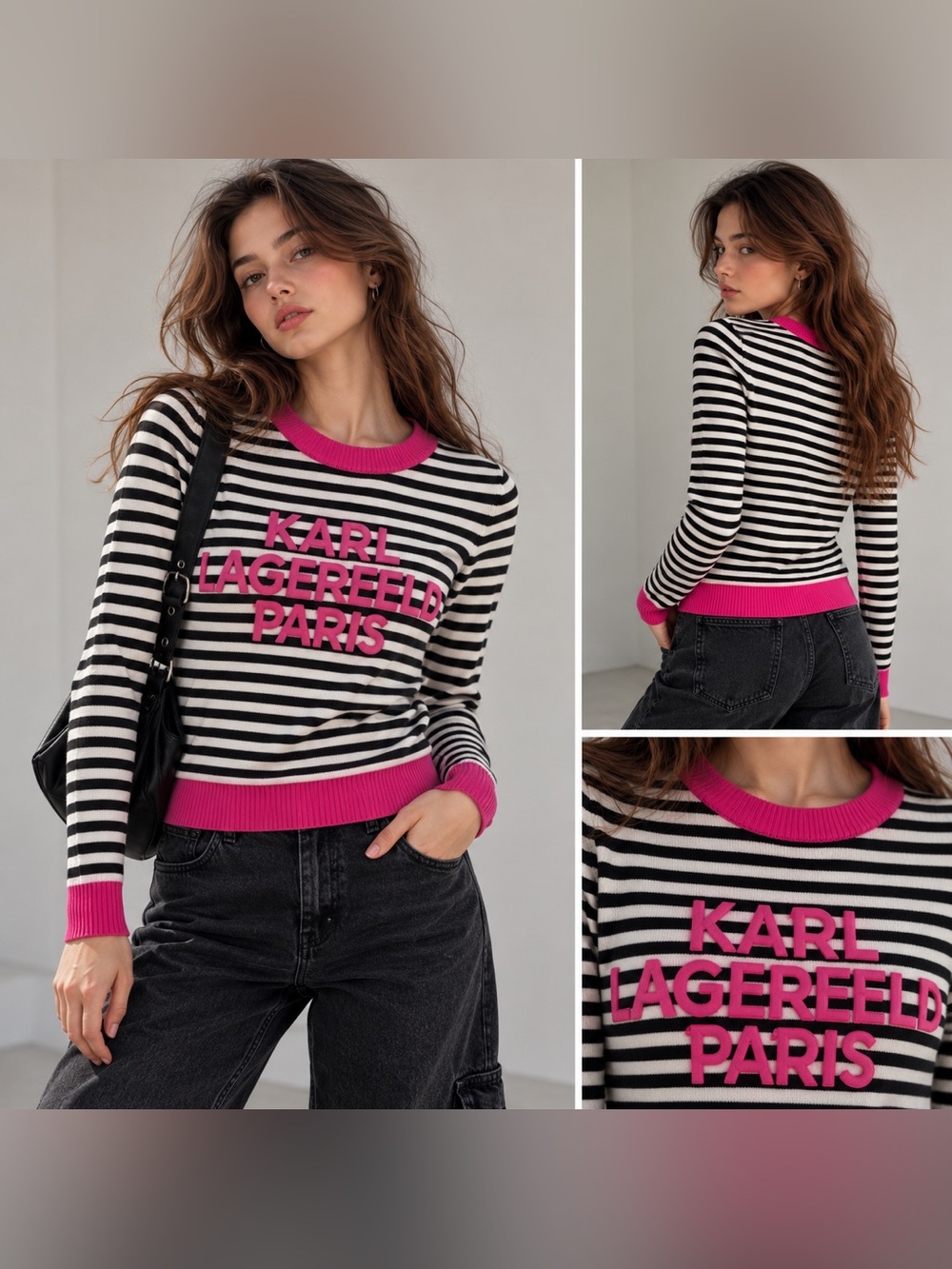 New Karl Lagerfeld Ladies Striped Sweater Lightweight NWT size M